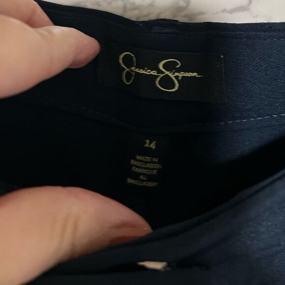 NWT Jessica Simpson Navy Rey High Rise Wide Leg Pleated Trouser Pants 14 - Picture 5 of 6